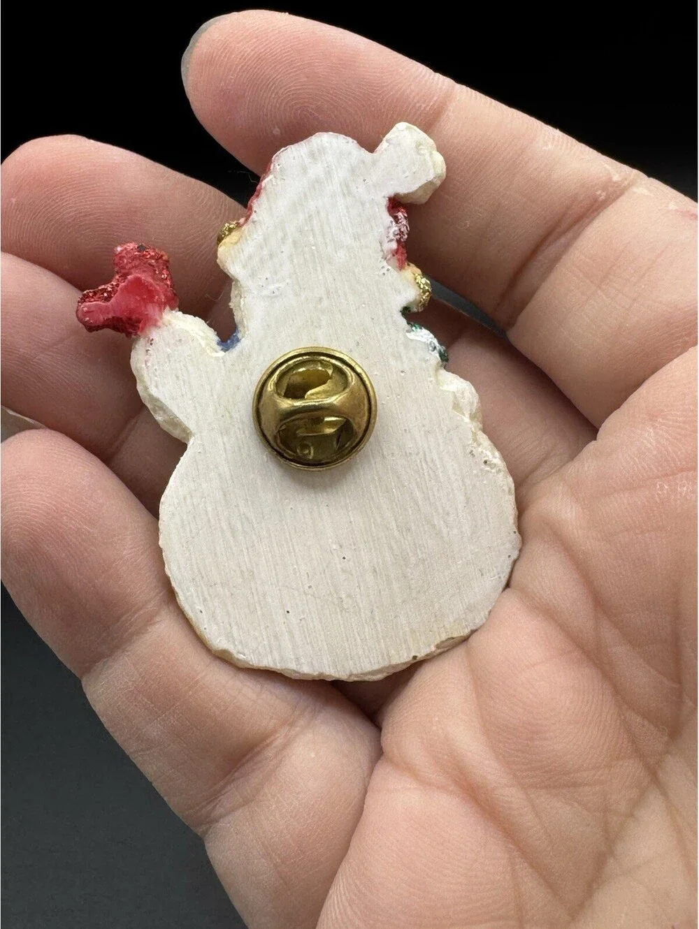 Snowman Cardinal Christmas Lapel Pin Glitter Resin Santa Hat Holiday Vintage Sty